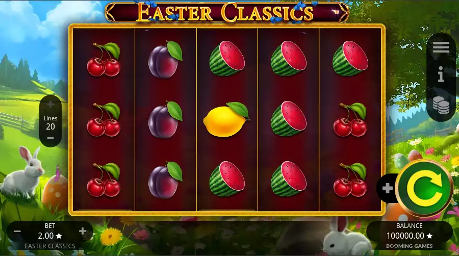Gra Easter Classics od Booming Games, wielkanocny motyw, pisanki.