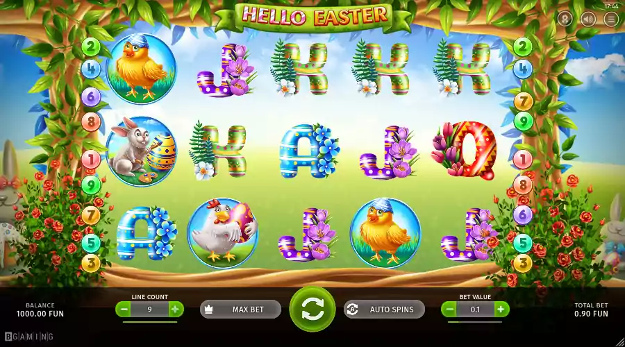 Gra Hello Easter od BGaming, wielkanocnego klimatu, żetony.