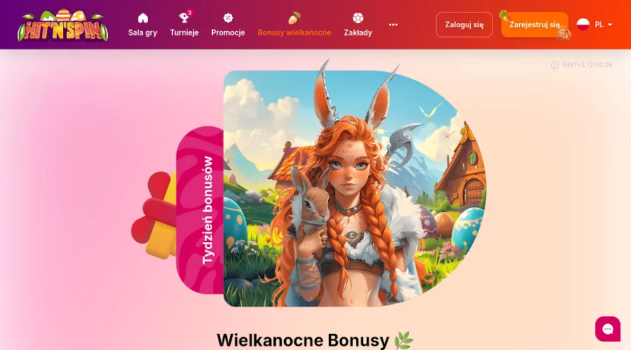 Obraz Hit'N'Spin z wielkanocnemu bonusowi, z pisankami i ruletką.
