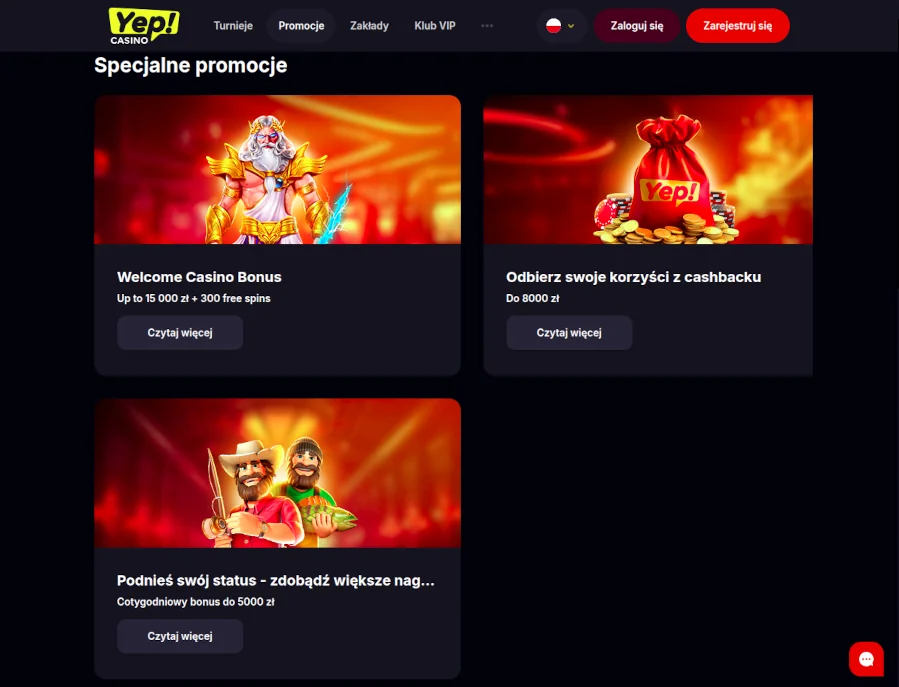 Yep bonus bez depozytu oraz inne promocje