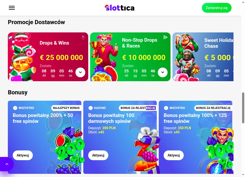 Slottica darmowe spiny i inne oferty