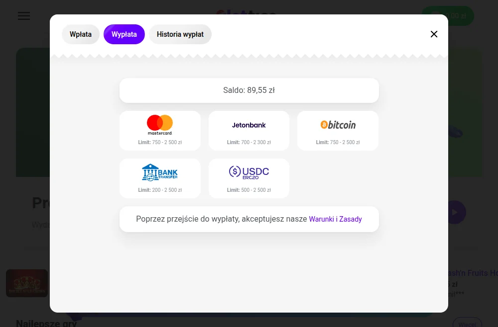 Wypłata środk&oacute;w z  bonusu bez depozytu w Slottica